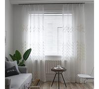 MHUQIA Lot De 2 Rideaux Voilages 140x200cm, Blanc Dentelle Rideau Voilage Oeillets pour Salon Chambre Balcon Hublot De Compartiment DéCoration De FenêTres Lot De 2