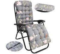 Mhwgo Coussin de Chaise Longue Jardin Extérieur, Épais Coussin Bain de Soleil, Coussin pour Chaise Extérieure avec Capuchon Antidérapante et Bande Réglable pour terrasse, Balcon, Voyage Vacances (05)