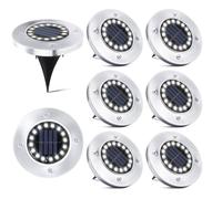 MHY® - Memkey - Lot de 8 spots solaires encastrables IP65 - 16 LED - Autonomie 10h - Éclairage extérieur pour jardin, terrasse et al