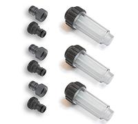 MI:KA:FI Filtre à eau | Pour nettoyeur haute pression, pompe de jardin, irrigation de jardin, camping-car | Raccord ¾" | Compatible avec Kärcher 4.730-059.0 (3 filtres, adaptateur inclus)