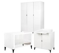 MIA Ensemble bébé Lit évolutif 120x60 Blanc + commode + plan + penderie