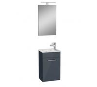 Mia ensemble meuble 39x61x28 cm avec miroir, lavabo et éclairage LED, Anthracite brillant (MIASET40A)