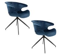 MIA - Lot de 2 chaises en velours bleu Bleu