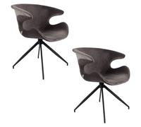 MIA - Lot de 2 chaises en velours gris Gris