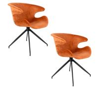 MIA - Lot de 2 chaises en velours orange Orange