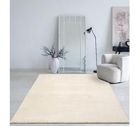 Mia’s Teppiche Taos - Tapis à Poils Courts Effet Fourrure, Ultra Doux et Lavable Jusqu’à 30°C, avec Dessous antidérapant, idéal pour Salon et Chambre, fabriqué en Turquie, Beige, 80 x 150 cm