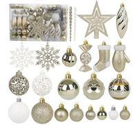 Miaikoe 135 pièces Boule de Noël Ornements Ensemble, Boule de Noël préfabriquée en Plastique incassable Arbre de Noël Pendentif Ornements Fête de Noël décoration de Vacances (Champagne)