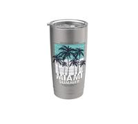 Miami Beach, I Love Miami, Cool Miami Summer Graphic Design Gobelet isotherme en acier inoxydable double paroi