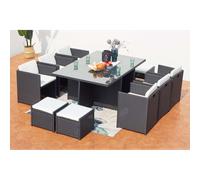 Concept Usine – Table et chaises Miami 10 places résine encastrables noir-blanc
