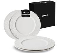 MIAMIO - 23 cm, Ensemble de 4 assiettes plates/service de vaisselle en céramique - assiettes modernes, adaptées au micro-ondes et au lave-vaisselle - Collection Oasis