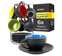 MIAMIO - 6 x 175 ml Ensemble Tasse Cappuccino - Tasses à cappuccino à parois épaisses en faïence - tasse a cafe - tasse cappuccino - service a cafe - tasse à café - Collection Le Papillon (Mixte)