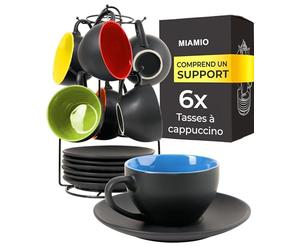 MIAMIO - 6 x 175 ml Ensemble Tasse Cappuccino - Tasses à cappuccino à parois épaisses en faïence - tasse a cafe - tasse cappuccino - service a cafe - tasse à café - Collection Le Papillon (Mixte)