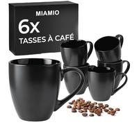 MIAMIO - 6 x 350 ml Tasse à café en grès/Ensemble de tasses Le Papillon Collection (Noir)