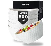 MIAMIO - 6 x 800 ml - Bols modernes mats - Grand kit de bols à céréales - Collection Palmanova (Blanc)