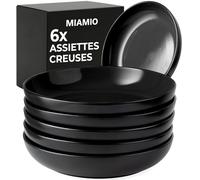 MIAMIO - 890 ml Kit de 6 bols à pâtes/bols à salade, assiettes à pâtes bols larges et peu profonds, grande assiette creuse en grès céramique pour servir la soupe