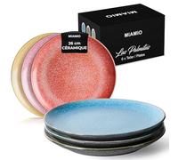 MIAMIO - Assiettes en céramique 26 cm, lot de 6 - Collection Las Palmitas | Grandes assiettes plates pour plats principaux, compatibles micro-ondes, four et lave-vaisselle, empilables.