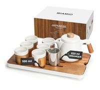 MIAMIO - Ensemble 6 x 100 ml de thé japonais/chinois/Théière asiatique 620 ml avec infuseur de thé, ensemble de tasses à thé japonaises traditionnelles pour les amateurs de thé/hommes/femmes