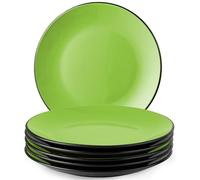 MIAMIO - Ensemble d'assiettes 6 en céramique grès pour la table - Collection Le Papillon (Vert, 26 cm)