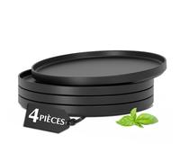 MIAMIO - Ensemble d'assiettes plates en céramique pour 4 personnes/Vaisselle en céramique 4 pièces, assiettes modernes en grès - Collection Luxe (Noir, Petite assiette (4x))