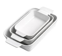 MIAMIO - Ensemble de 3 plats à gratin/Plat à cuisson rectangulaire en céramique, ensemble empilable de 3 pièces, 850 ml, 1650 ml, 2900 ml - Lave-vaisselle et four compatibles - Collection Palmanova