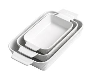 MIAMIO - Ensemble de 3 plats à gratin/Plat à cuisson rectangulaire en céramique, ensemble empilable de 3 pièces, 850 ml, 1650 ml, 2900 ml - Lave-vaisselle et four compatibles - Collection Palmanova