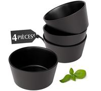 MIAMIO - Ensemble de bols en céramique/Bols de 740 ml pour 4 personnes | Ensemble de bols en céramique/Bols de 740 ml pour 4 personnes, bol à céréales, ramen, soupe, salade- Collection Luxe (Noir