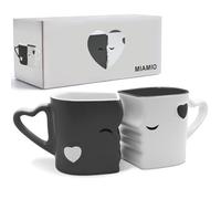 MIAMIO - Ensemble de Tasse à café Bisous en Céramique (Gris)