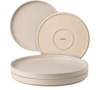 MIAMIO - Ensemble de vaisselle pour 4 personnes/Ensemble de vaisselle pour 4 personnes, grès beige mat, lave-vaisselle et micro-ondes compatibles - Collection Sierra (Clair, Grandes assiettes (4x))