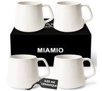 MIAMIO - Grandes Tasses à Café x4, Céramique (420ml) - Luxe (Blanc crème)
