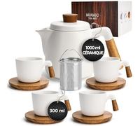 MIAMIO - Set de théières en céramique d'un litre avec tamis et 4 tasses en céramique