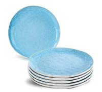 MIAMIO - Lot de 6 Assiettes 28 cm Grès Céramique - Grandes Assiettes pour Plats Principaux - Vaisselle Moderne Bleu - Collection Lumera, Compatible Lave-vaisselle et Micro-ondes