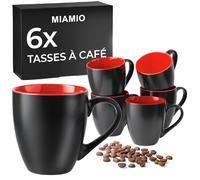 MIAMIO - Lot de 6 Tasses à Café (350 ml) - Le Papillon (Rouge) - Daily