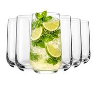 MIAMIO - Lot de 6 Verres à Eau 460 ml, Ensemble de Verres Hauts, Verrerie pour Cuisine, Gobelets en Verre Usage Quotidien - Passe au Lave-vaisselle - Collection Riva