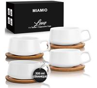 MIAMIO - Set 4 tasses cappuccino céramique (4×280 ml) - Luxe (Blanc crème)