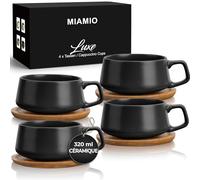MIAMIO - Set 4 tasses cappuccino céramique (4×280 ml) - Luxe (Noir)