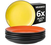 MIAMIO - Set 6 assiettes céramique (26 cm) - Le Papillon (Multicolore) | Set d'assiettes en céramique (26 cm) pour petit-déjeuner, accompagnements et dessert, lave-vaisselle