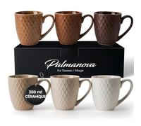 MIAMIO - Set 6 tasses à café céramique (6×350 ml) - Palmanova | Grandes tasses en céramique pour cappuccino, thé et latte macchiato, set de 6, lave-vaisselle