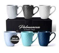 MIAMIO Set de 6 grandes tasses à café en céramique 350 ml Palmanova (Bleu)