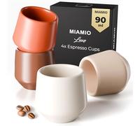 MIAMIO - Set de Tasses à Espresso de 4 pièces (90 ml) / Tasse à Espresso, Tasses à Espresso en Céramique, Tasses Sans Poignée, Tasses à Thé Japonaises - Collection Luxe (Beige)