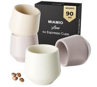 MIAMIO - Set de Tasses à Espresso de 4 pièces (90 ml) / Tasse à Espresso, Tasses à Espresso en Céramique, Tasses Sans Poignée, Tasses à Thé Japonaises - Collection Luxe (Cream Rose)