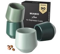 MIAMIO - Set de Tasses à Espresso de 4 pièces (90 ml) / Tasse à Espresso, Tasses à Espresso en Céramique, Tasses Sans Poignée, Tasses à Thé Japonaises - Collection Luxe (Evergreen)
