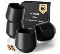 MIAMIO - Set de Tasses à Espresso de 4 pièces (90 ml) / Tasse à Espresso, Tasses à Espresso en Céramique, Tasses Sans Poignée, Tasses à Thé Japonaises - Collection Luxe (Black)
