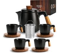 MIAMIO - Set de théières en céramique d'un litre avec tamis et 4 tasses en céramique