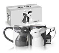 MIAMIO - Set Tasses Lapin / 2 × 400 ml Tasses à Café en Céramique - Cadeau de Pâques pour Couples, Femmes & Hommes - Anniversaire, Saint-Valentin - Lave-vaisselle & Micro-ondes