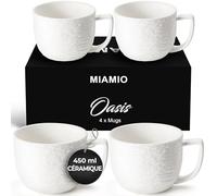 MIAMIO - tasses à café Set, céramique Daily | céramique tasses à café für Kaffee, Tee und Mahlzeiten, 450ml, Weiß pour le quotidien - pour le quotidien at home daily