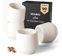 MIAMIO - Tasses à Espresso Set de 4, Céramique (80ml) - Luxe (Blanc crème) | Tasses à espresso en céramique sans anse, épaisses, pour espresso et moka, lot de 4, compatibles lave-vaisselle, au quotidien