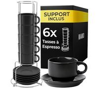 MIAMIO - tasses à expresso 75 ml Le Papillon (Noir) pour la maison | Tasses à expresso avec soucoupes, 75 ml, Le Papillon (Noir). Une solution élégante et fonctionnelle pour la table.