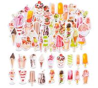 MIANRUII Lot de 50 mini autocollants de crème glacée, décoration de dessert d'été pour magazines, presse-papiers, planificateurs, ordinateurs portables et bouteilles d'eau, décoration DIY (style 3)