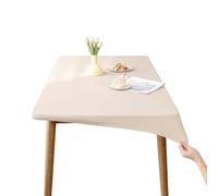 Miaogoo Nappe rectangulaire avec bords élastiques en cuir synthétique pour extérieur, cuisine, pique-nique, camping, fête, imperméable et résistante à l'huile (120 x 80 cm, beige)