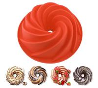 miaomiao Moule à kouglof en silicone, 22,4 cm, moule à gâteau, moule à muffins, moule spécial pour cuisine, gâteau, pain, pâtisserie - Moule à pudding - Rouge